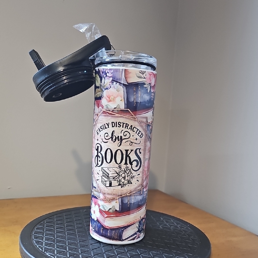 Easily Distracted by Books Tumbler - Multicolor